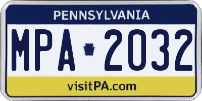 PA license plate MPA2032