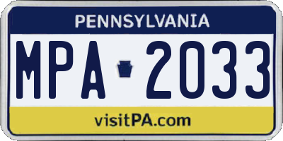 PA license plate MPA2033