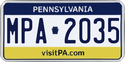 PA license plate MPA2035