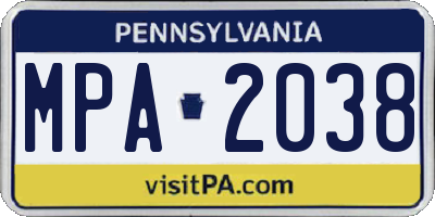PA license plate MPA2038