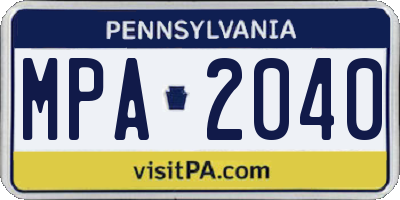 PA license plate MPA2040