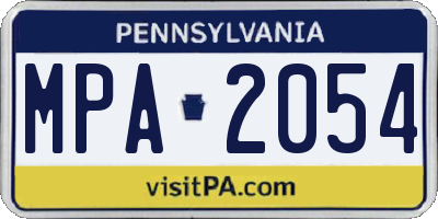 PA license plate MPA2054