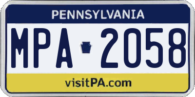 PA license plate MPA2058