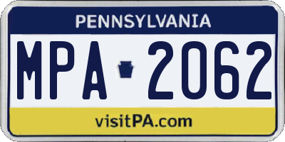PA license plate MPA2062