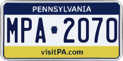 PA license plate MPA2070