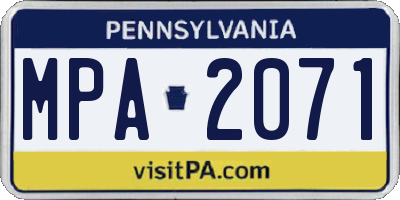 PA license plate MPA2071