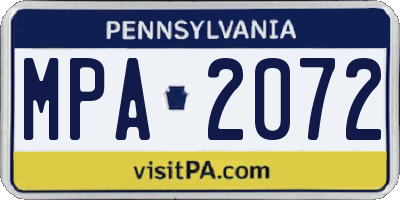 PA license plate MPA2072