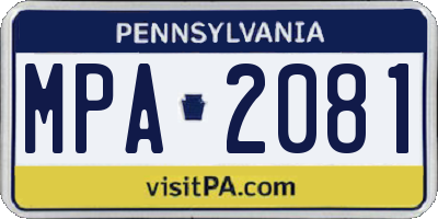 PA license plate MPA2081