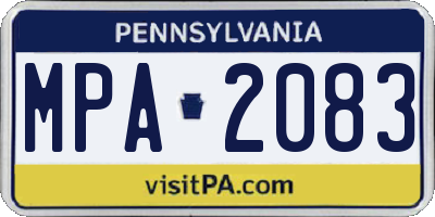 PA license plate MPA2083