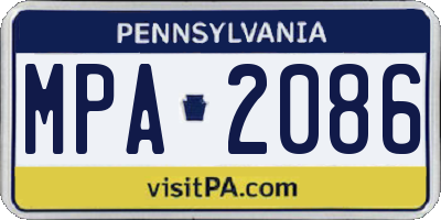 PA license plate MPA2086