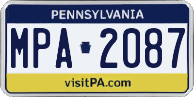 PA license plate MPA2087