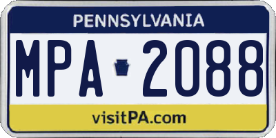 PA license plate MPA2088
