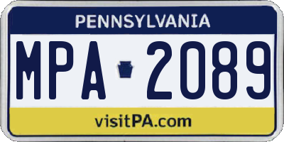 PA license plate MPA2089