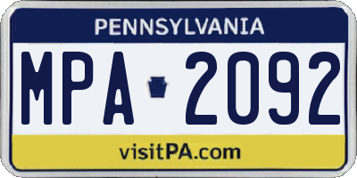 PA license plate MPA2092