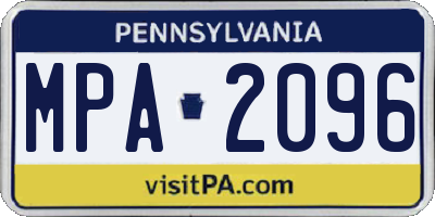 PA license plate MPA2096