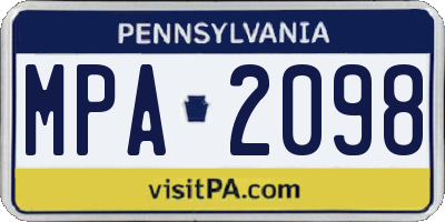 PA license plate MPA2098