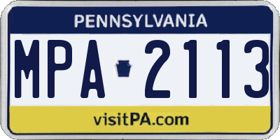 PA license plate MPA2113