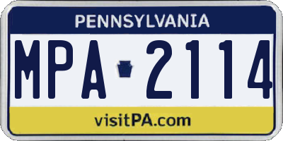 PA license plate MPA2114