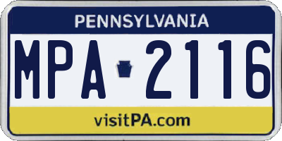 PA license plate MPA2116