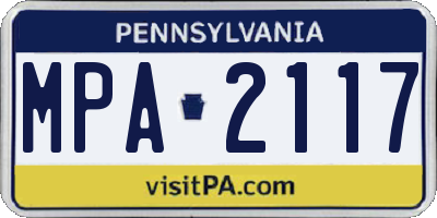 PA license plate MPA2117