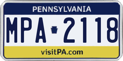 PA license plate MPA2118