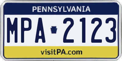 PA license plate MPA2123