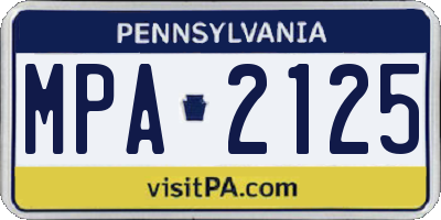 PA license plate MPA2125