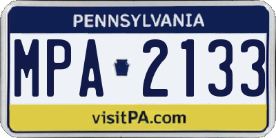 PA license plate MPA2133