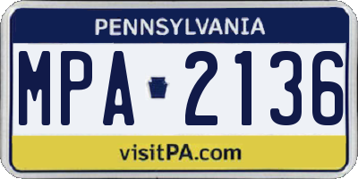 PA license plate MPA2136