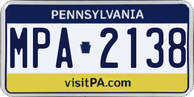 PA license plate MPA2138