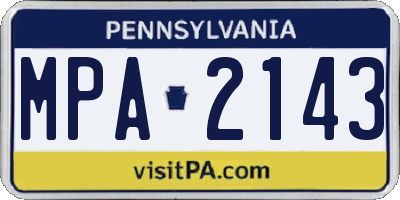 PA license plate MPA2143