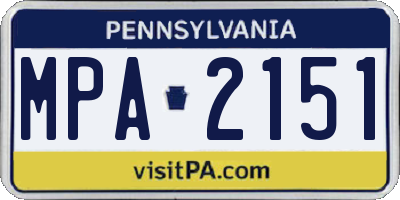 PA license plate MPA2151
