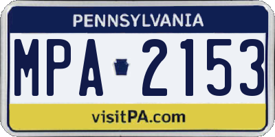 PA license plate MPA2153