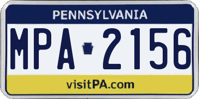 PA license plate MPA2156