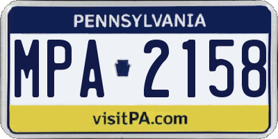 PA license plate MPA2158