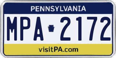 PA license plate MPA2172