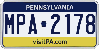 PA license plate MPA2178