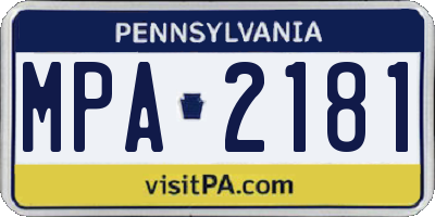 PA license plate MPA2181