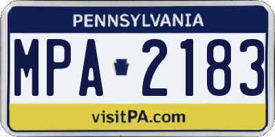 PA license plate MPA2183