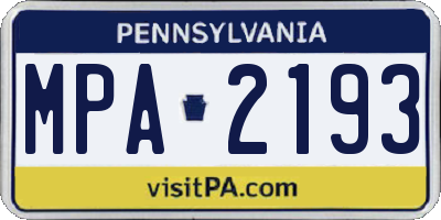 PA license plate MPA2193