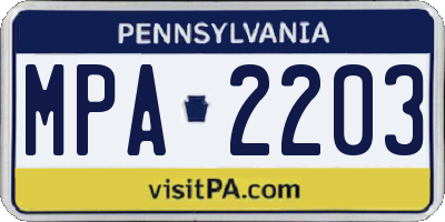 PA license plate MPA2203
