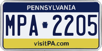 PA license plate MPA2205
