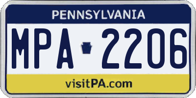 PA license plate MPA2206