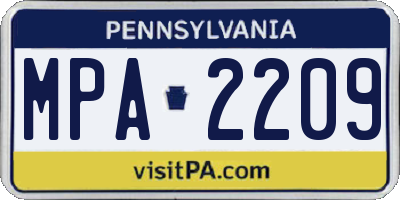 PA license plate MPA2209