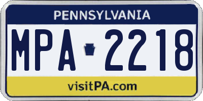 PA license plate MPA2218