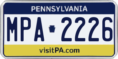 PA license plate MPA2226