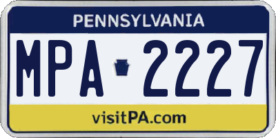 PA license plate MPA2227