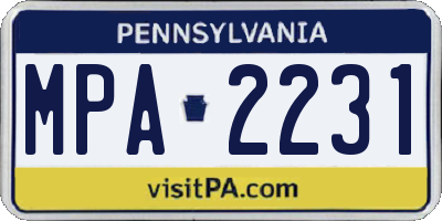 PA license plate MPA2231