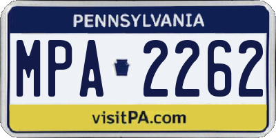 PA license plate MPA2262