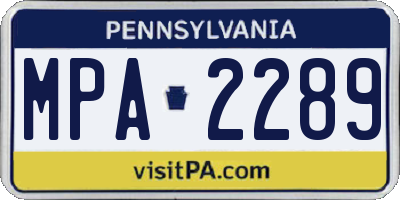 PA license plate MPA2289